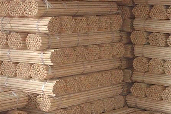 stacks of wooden dowels