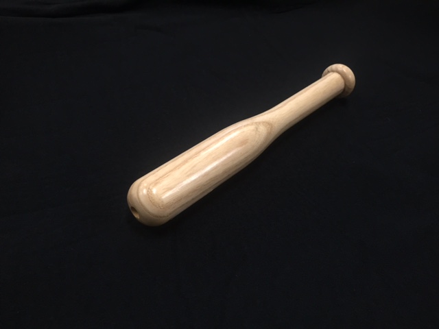Ash Training Bat Handle with Clear Finish and Rope Holes.
