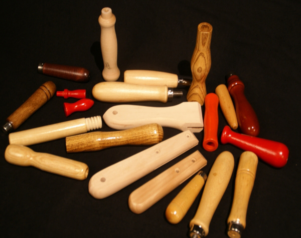 Turned wooden handles and shaped wooden handles