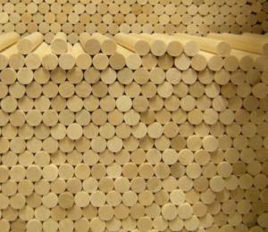 A bundle of woodworking dowels.
