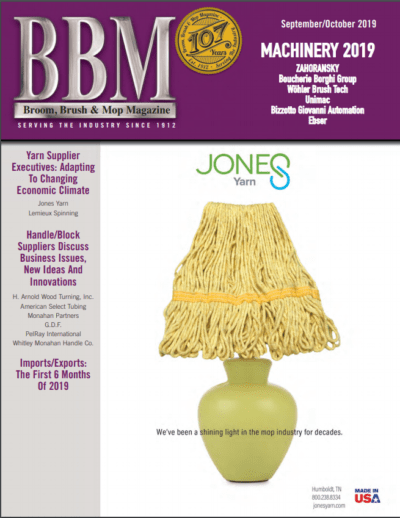 The cover of Broom, Brush & Mop Magazine’s September/October 2019 issue, featuring industry insights and news.