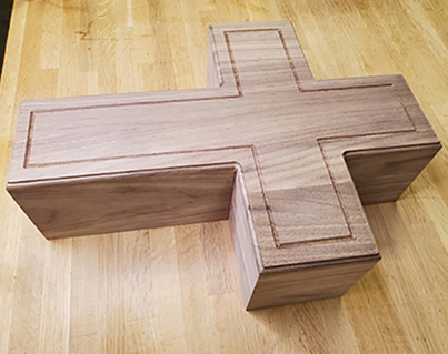 Wooden Cremation Urn in a Cross Shape