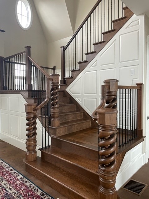 White Oak newel posts w/ added finish.