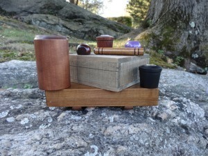 A selection of custom wood products showcasing various design and finishing options available at Arnold Wood.