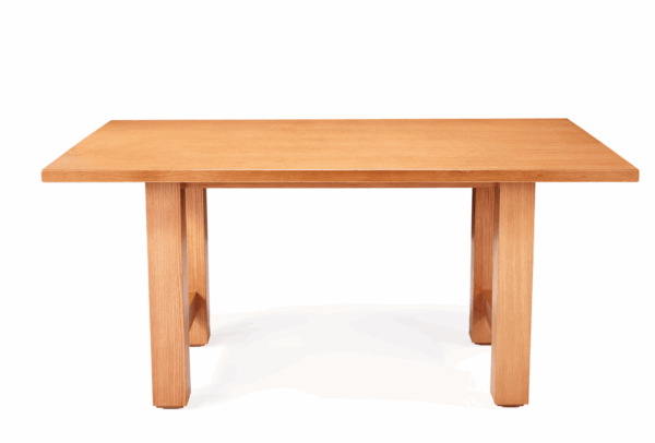Solid Beech Wood Dining Table A solid beech wood dining table with clean lines and a smooth natural finish.
