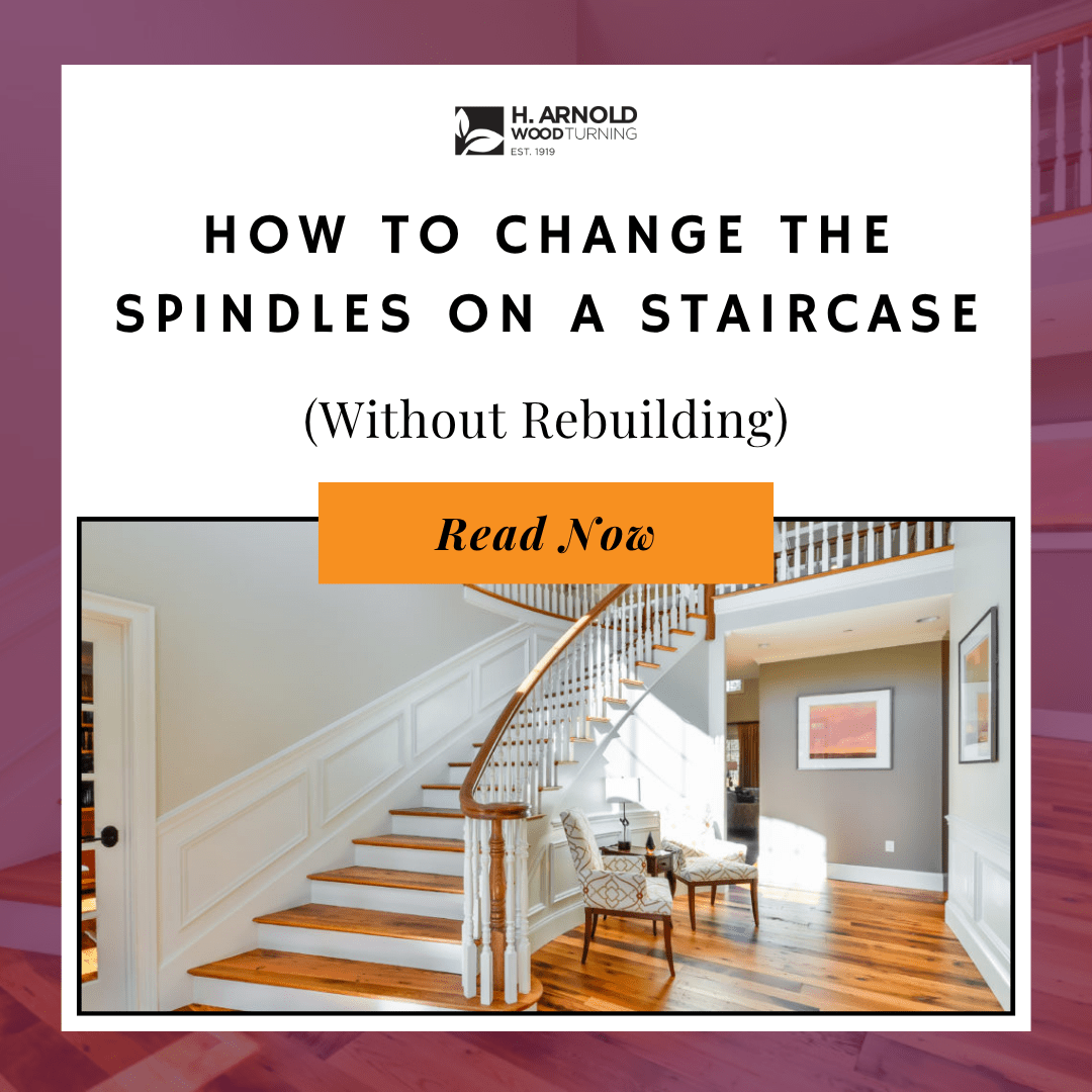Featured graphic showing staircase with new wood spindles and text.
